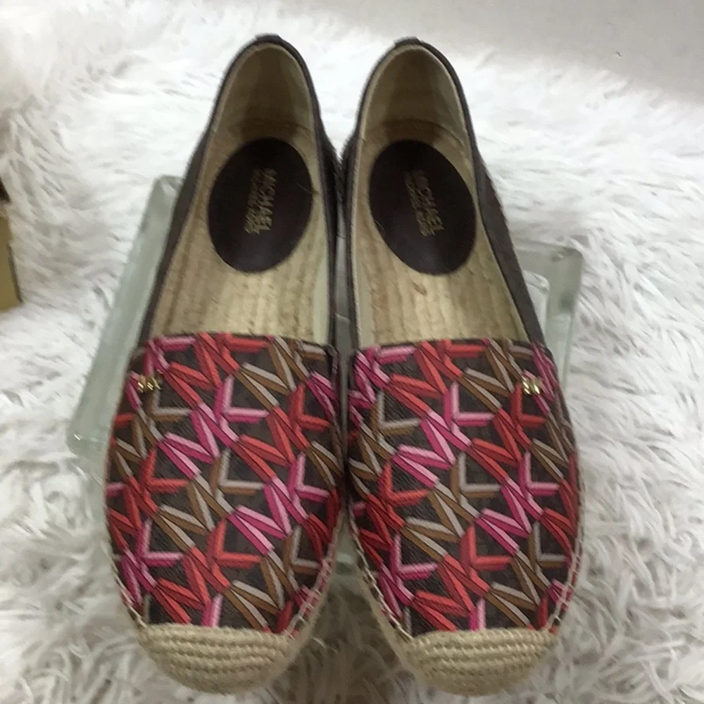 Michael Michael Kors Kendrick Vibrant Pink and Brown Espadrilles 8.5